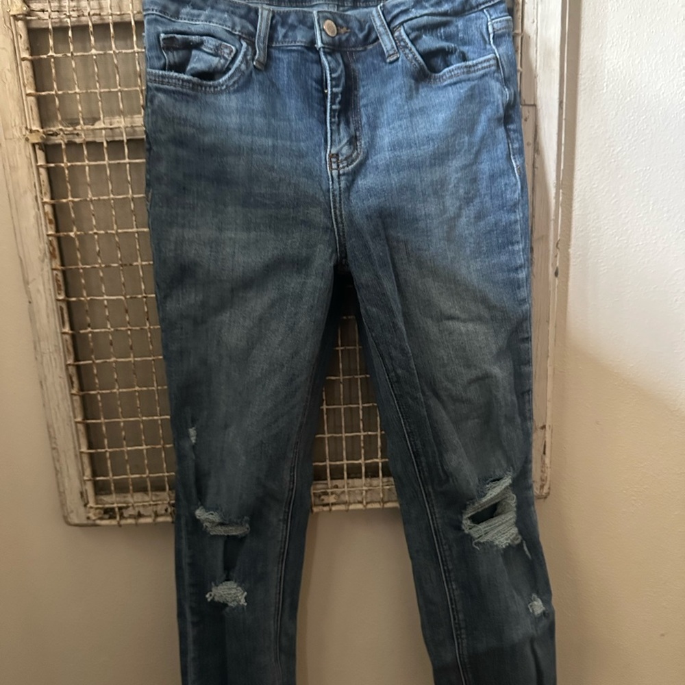 Women's Skinny Distressed Blue Jeans
